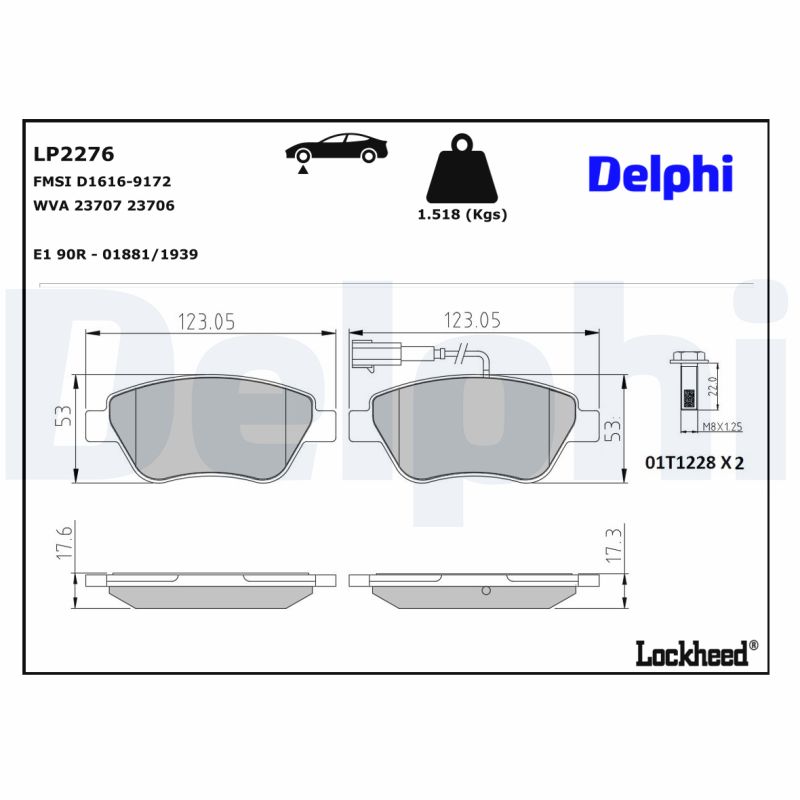 DELPHI 1001835962 LP2276 - Első fékbetét készlet