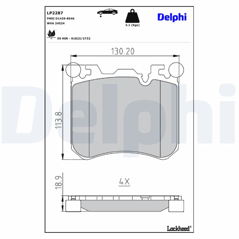 DELPHI LP2287 LP2287 FÉKBETÉT KÉSZLET, TÁRCSAFÉK