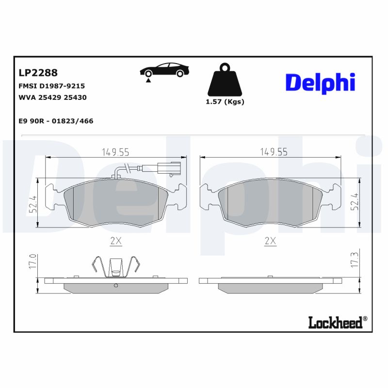 DELPHI DELLP2288 Fékbetét