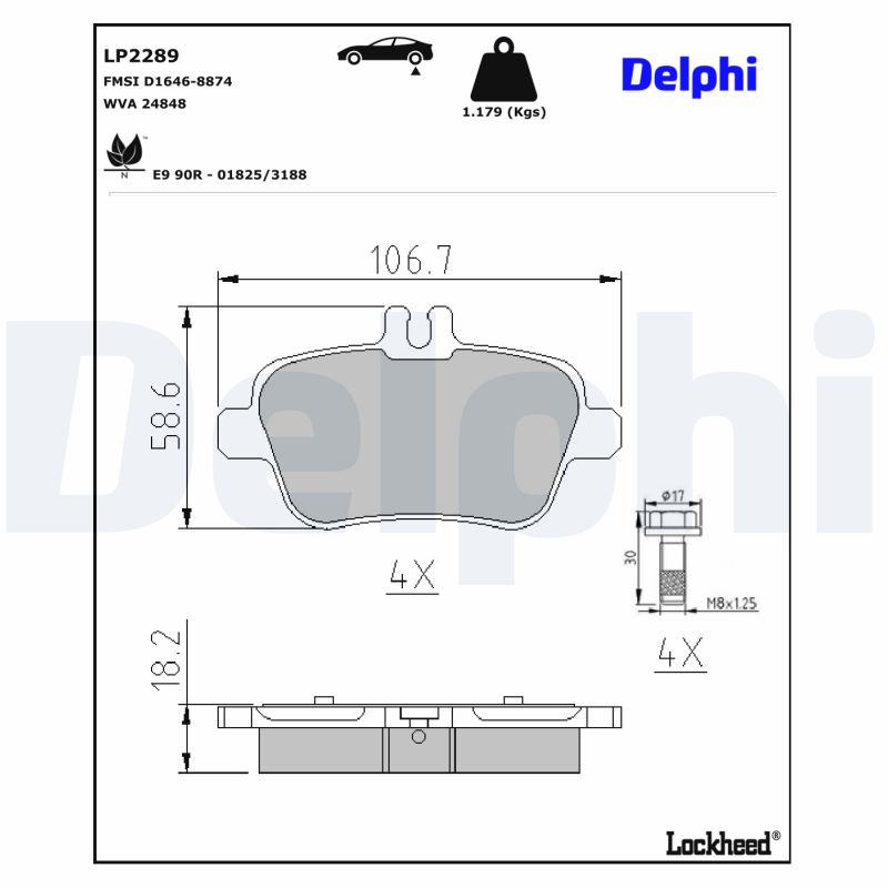 DELPHI LP2289 Fékbetét készlet, tárcsafék