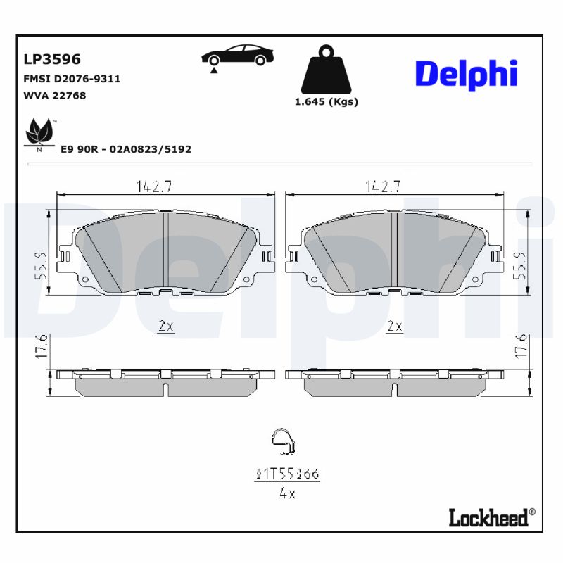 DELPHI 1001836581 LP2299 - Első fékbetét készlet
