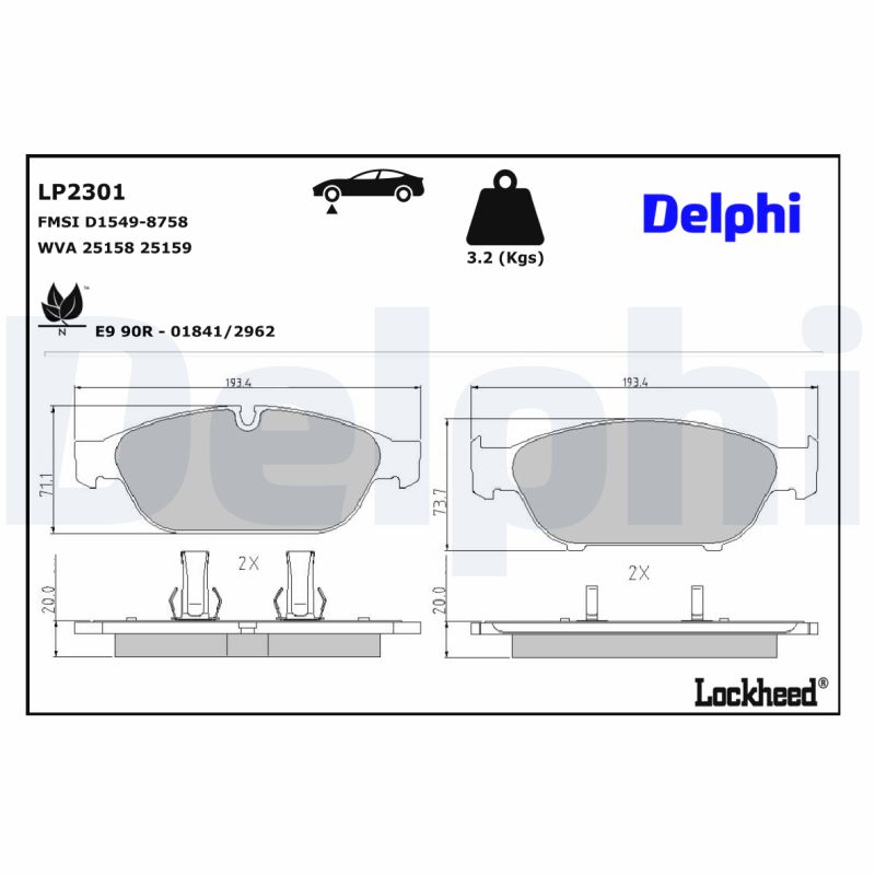 DELPHI DELLP2301 Fékbetét