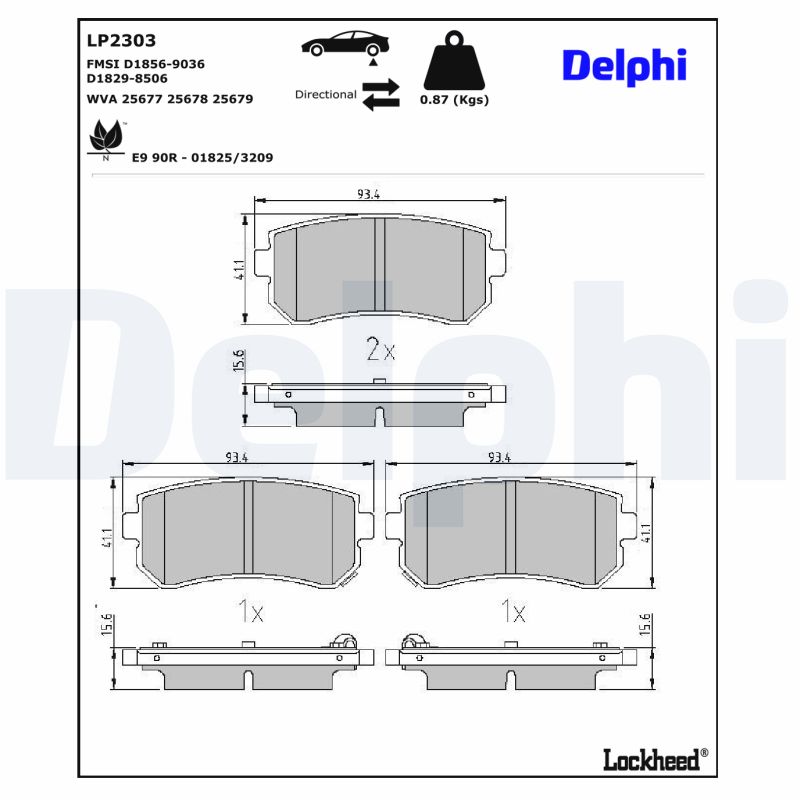 DELPHI DELLP2303 Fékbetét