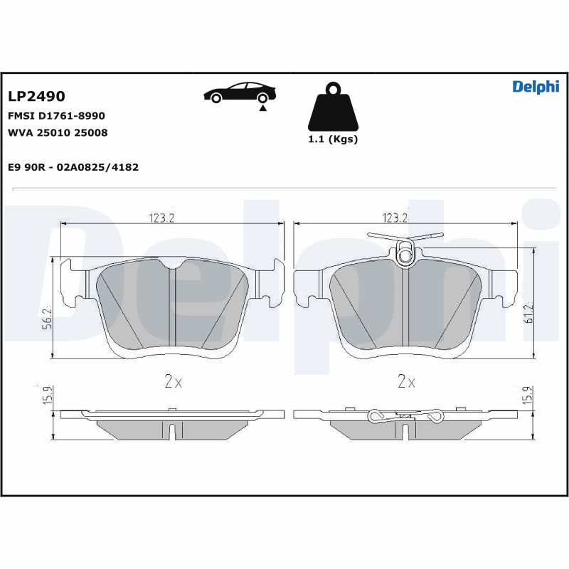 DELPHI DLP LP2490 Fékbetét készlet, tárcsafék