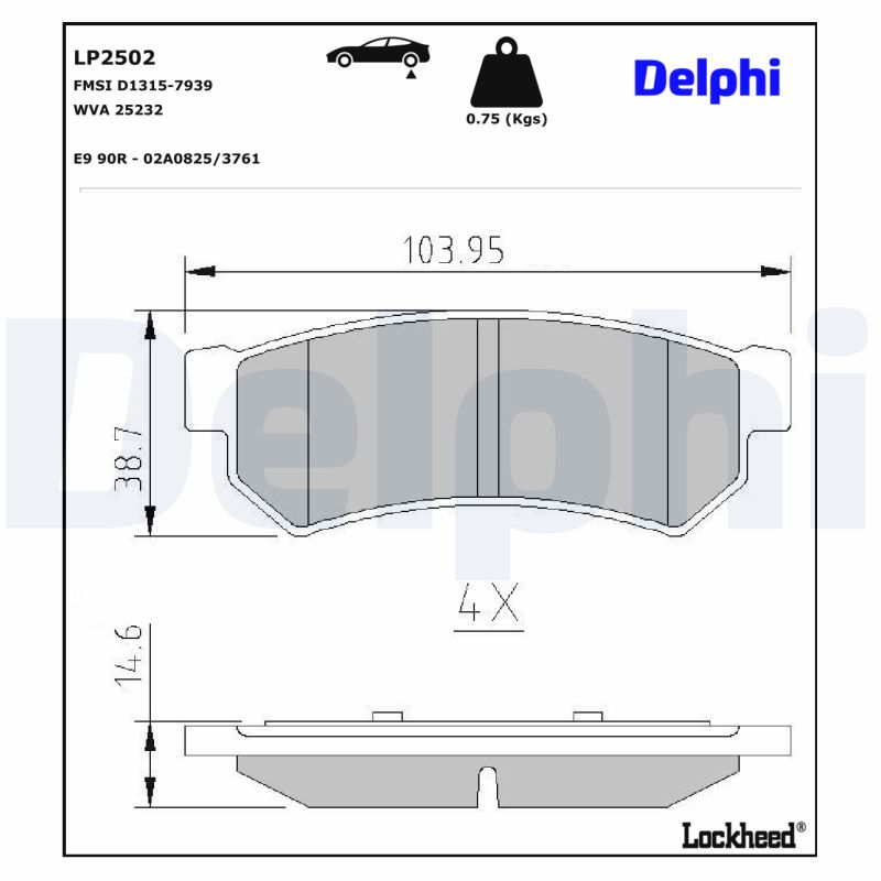DELPHI LP2502 Fékbetét készlet, tárcsafék