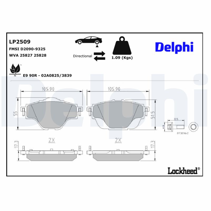 DELPHI DELLP2509 Fékbetét