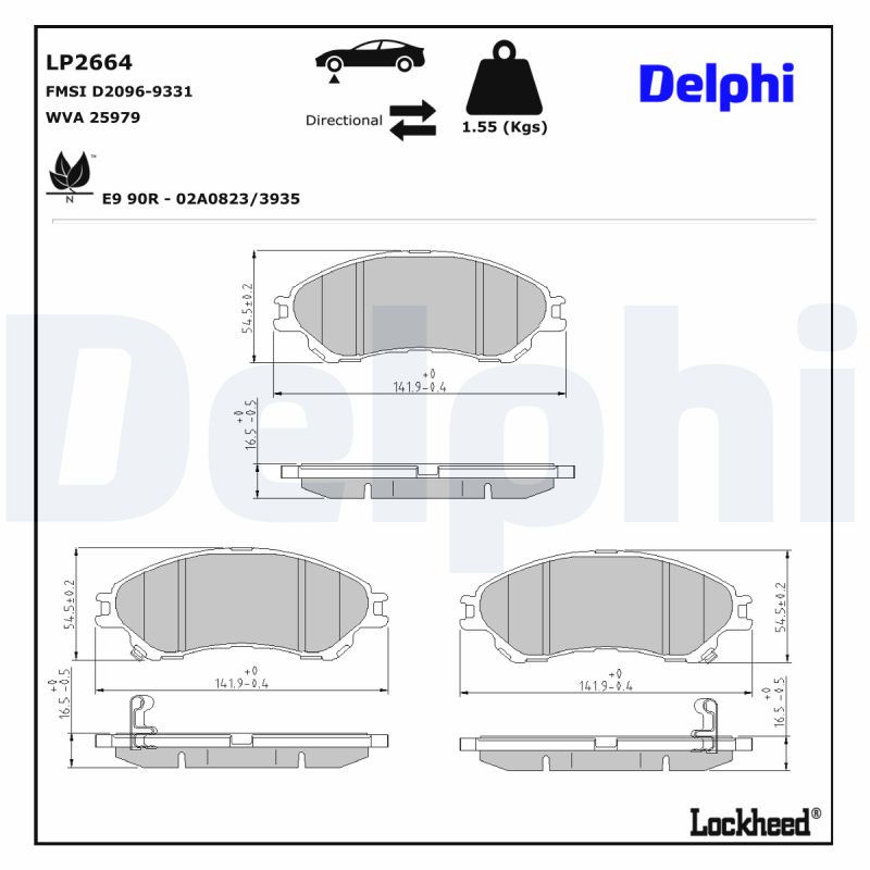 DELPHI DELLP2664 Fékbetét kézifékhez
