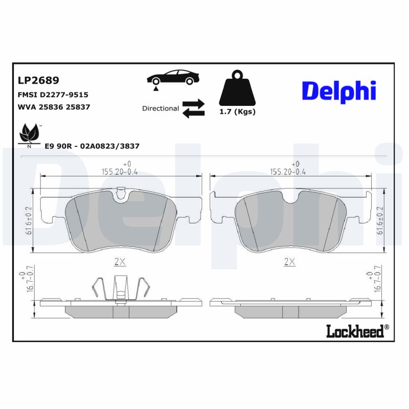 DELPHI DELLP2689 Fékbetét