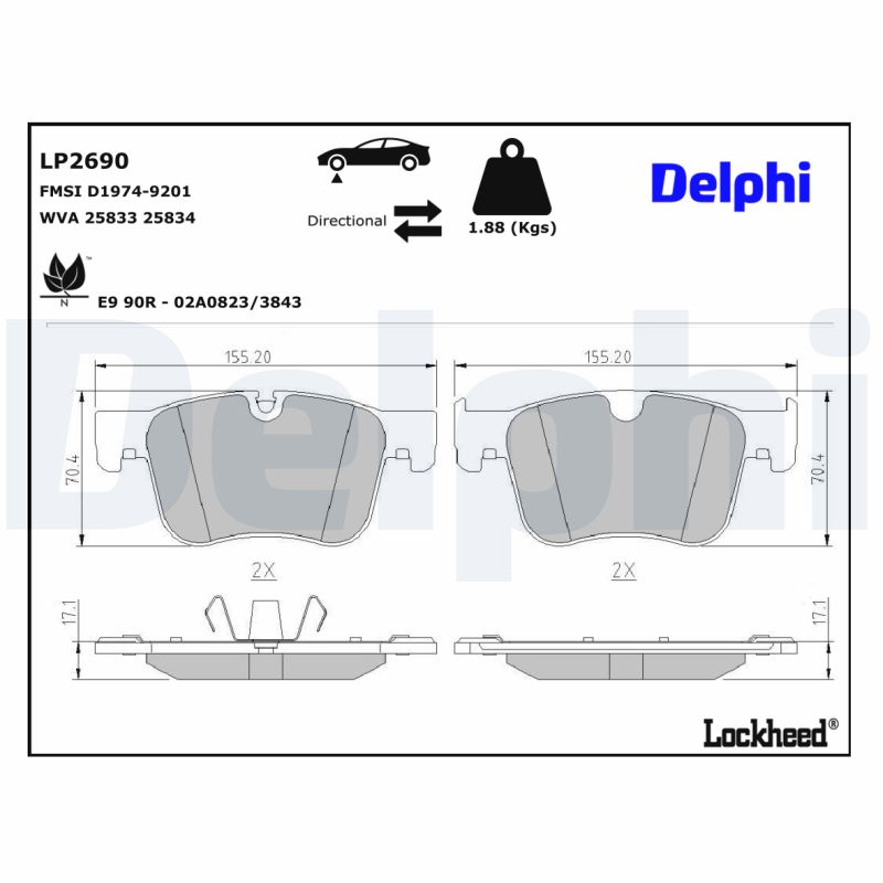 DELPHI DELLP2690 Fékbetét