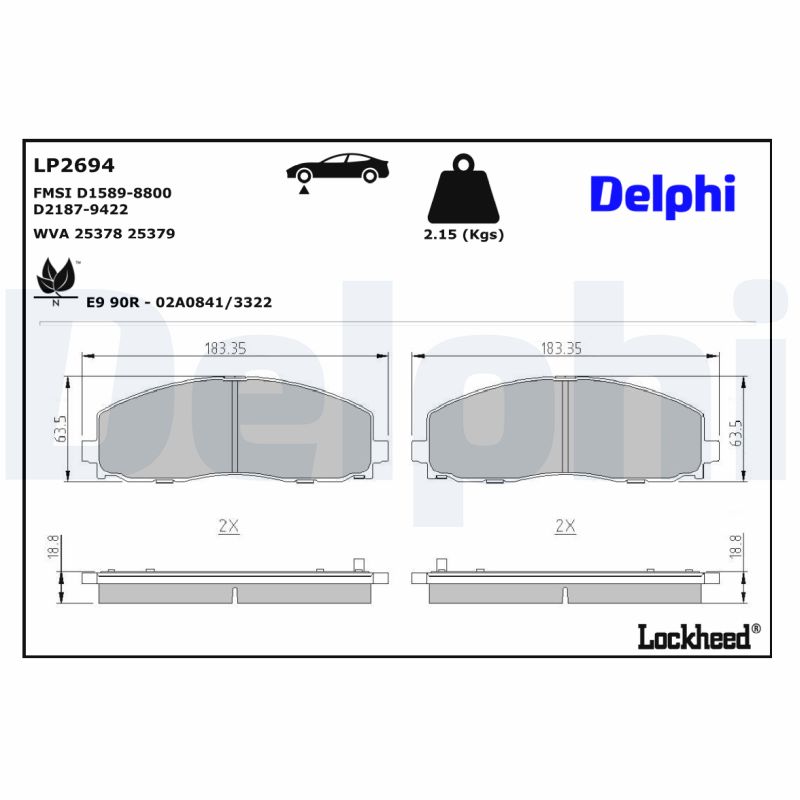 DELPHI DELLP2694 Fékbetét kézifékhez