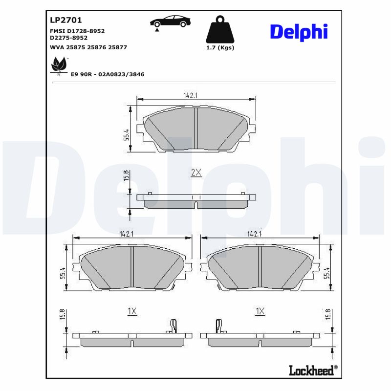DELPHI DELLP2701 Fékbetét