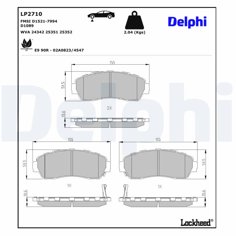 DELPHI DELLP2710 Fékbetét