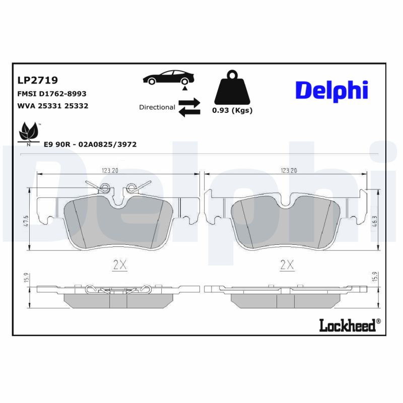 DELPHI DELLP2719 Fékbetét kézifékhez