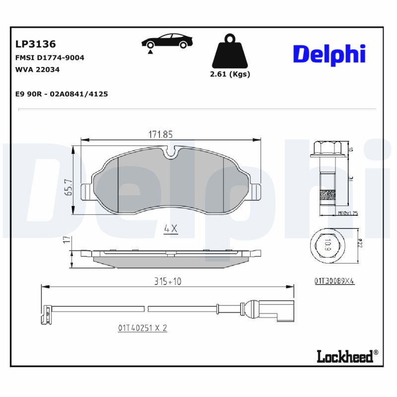 DELPHI DELLP3136 Fékbetét