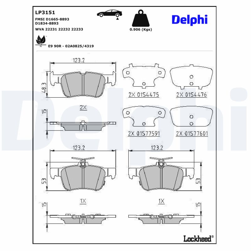 DELPHI DLP LP3151 Fékbetét készlet, tárcsafék