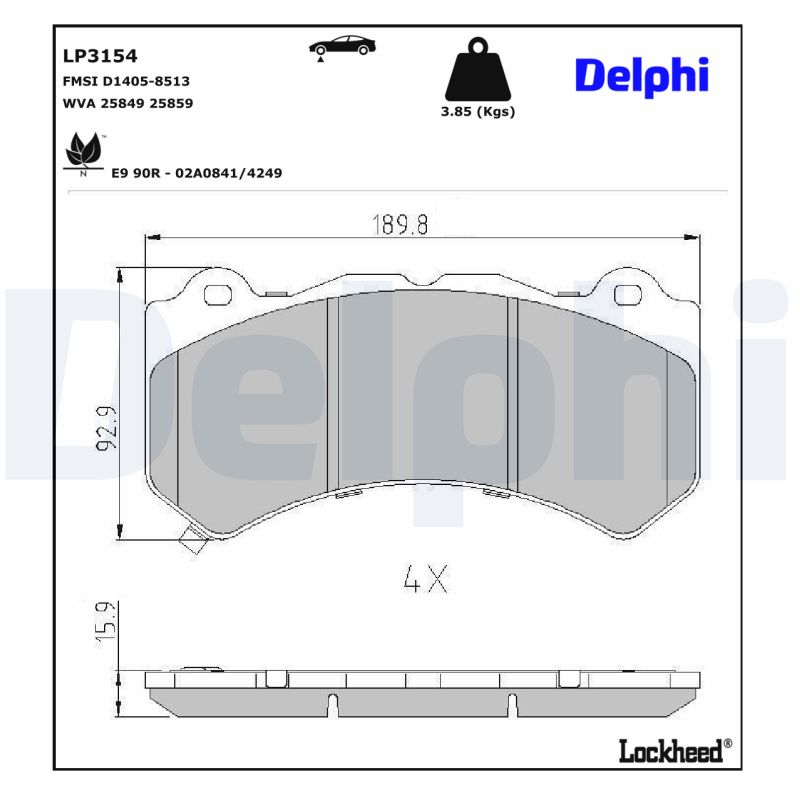 DELPHI DELLP3154 Fékbetét
