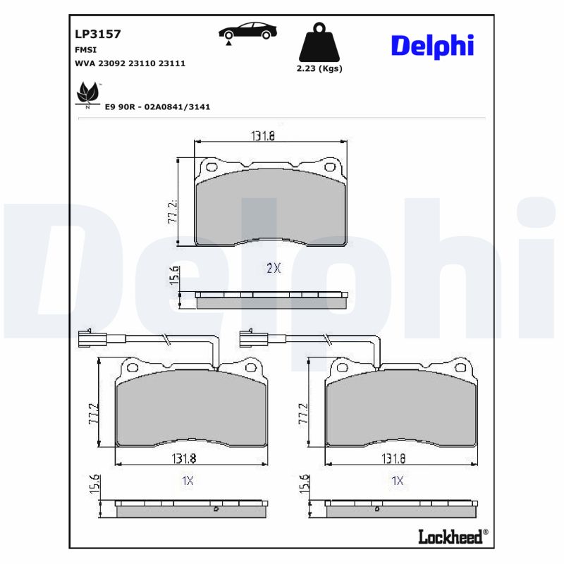 DELPHI LP3157 Fékbetét készlet, tárcsafék