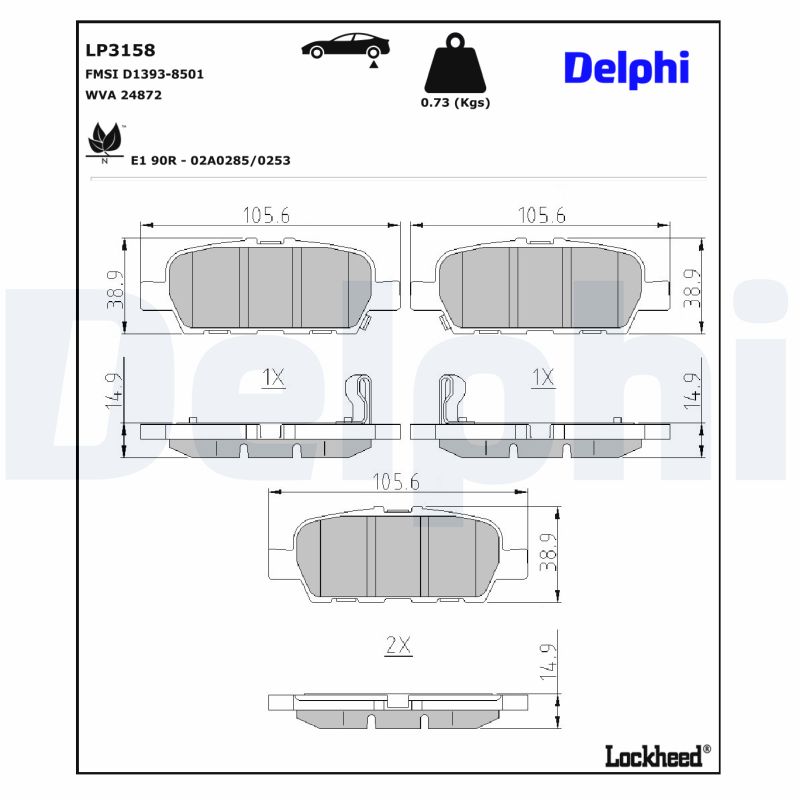 DELPHI DELLP3158 Fékbetét