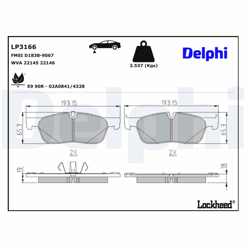 DELPHI DELLP3166 Fékbetét