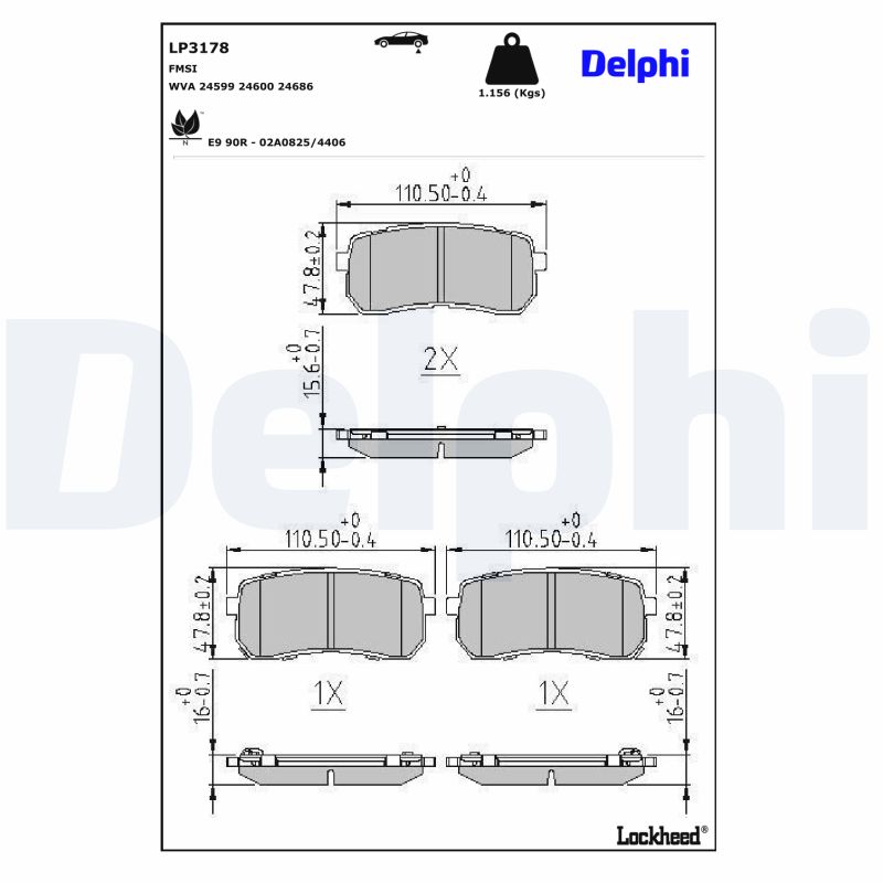 DELPHI DELLP3178 Fékbetét