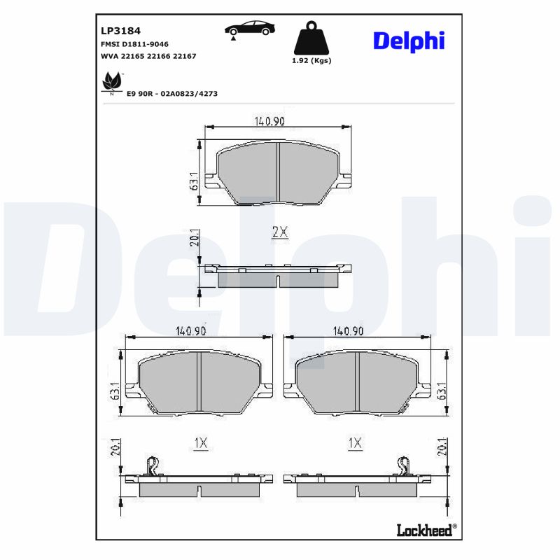 DELPHI DELLP3184 Fékbetét kézifékhez