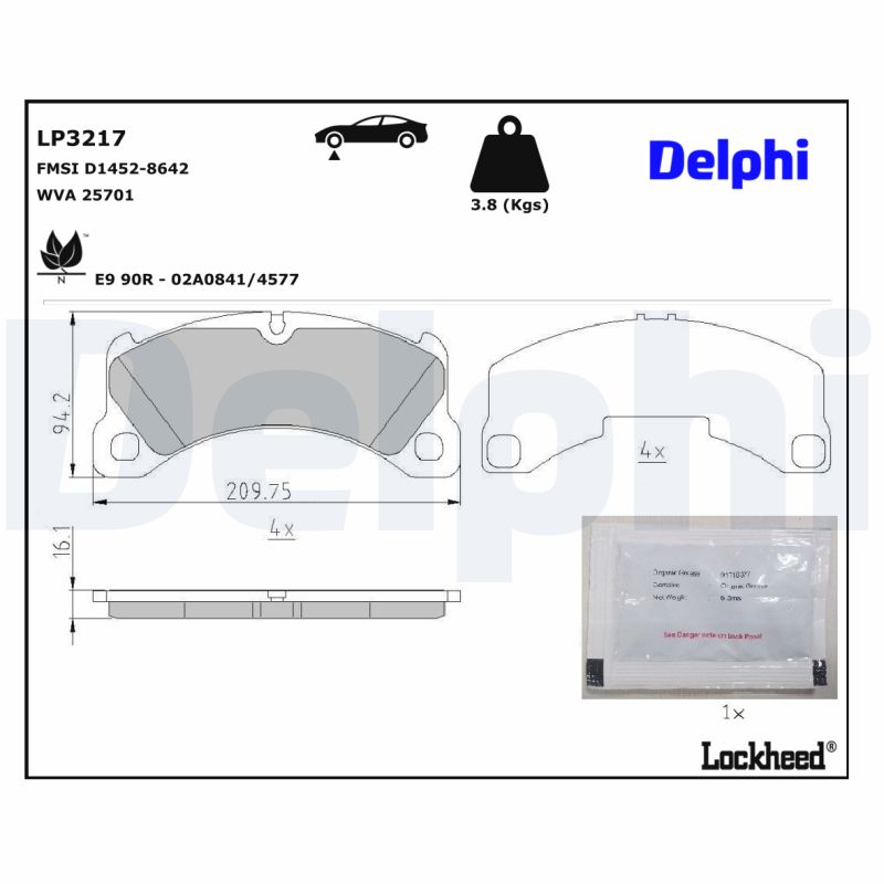 DELPHI DELLP3217 Fékbetét