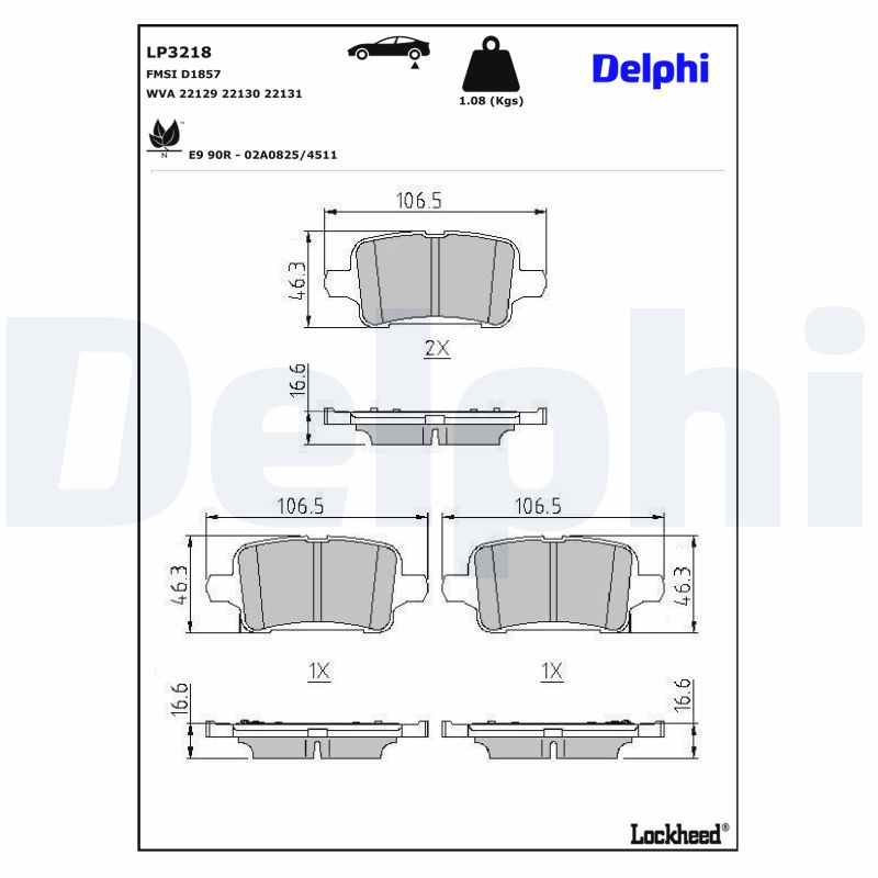 DELPHI DELLP3218 Fékbetét kézifékhez
