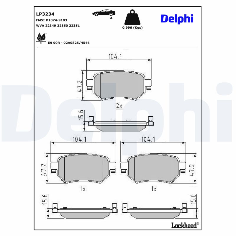 DELPHI DELLP3234 Fékbetét