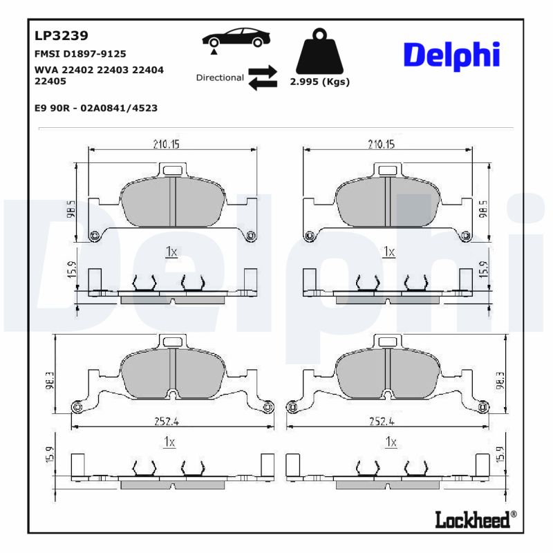 DELPHI DELLP3239 Fékbetét