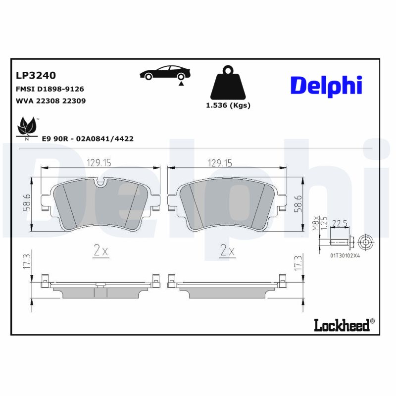 DELPHI DELLP3240 Fékbetét