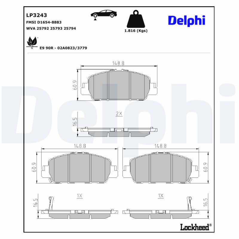 DELPHI DELLP3243 Fékbetét