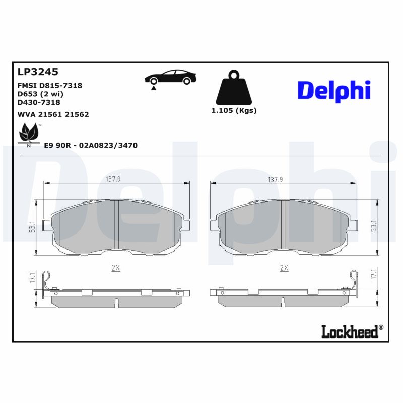 DELPHI DLP LP3245 1020202 FÉKBETÉT