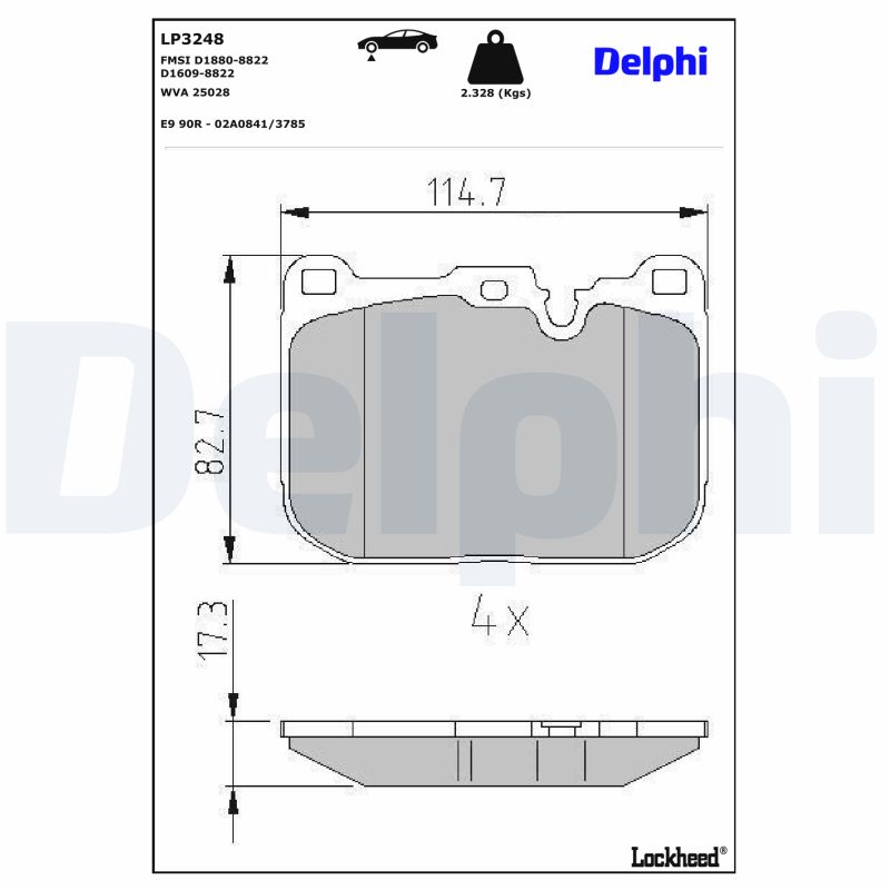 DELPHI DELLP3248 Fékbetét