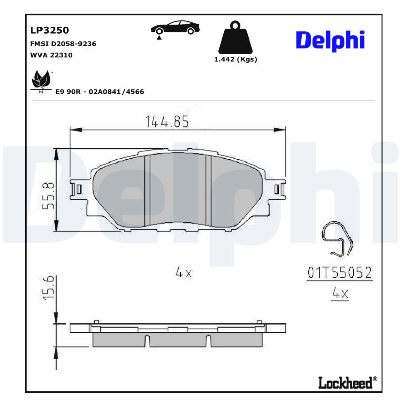 DELPHI DELLP3250 Fékbetét kézifékhez