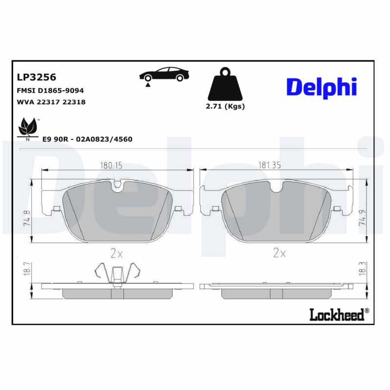 DELPHI DELLP3256 Fékbetét