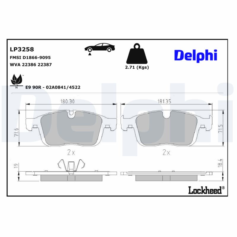 DELPHI DELLP3258 Fékbetét