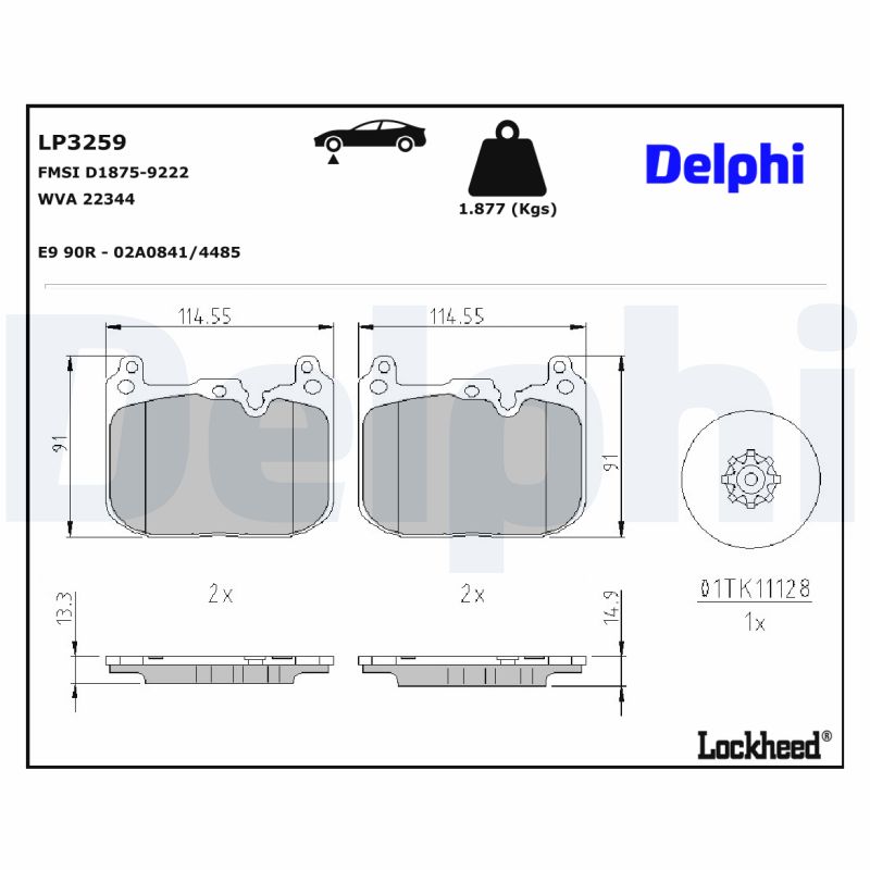 DELPHI DELLP3259 Fékbetét