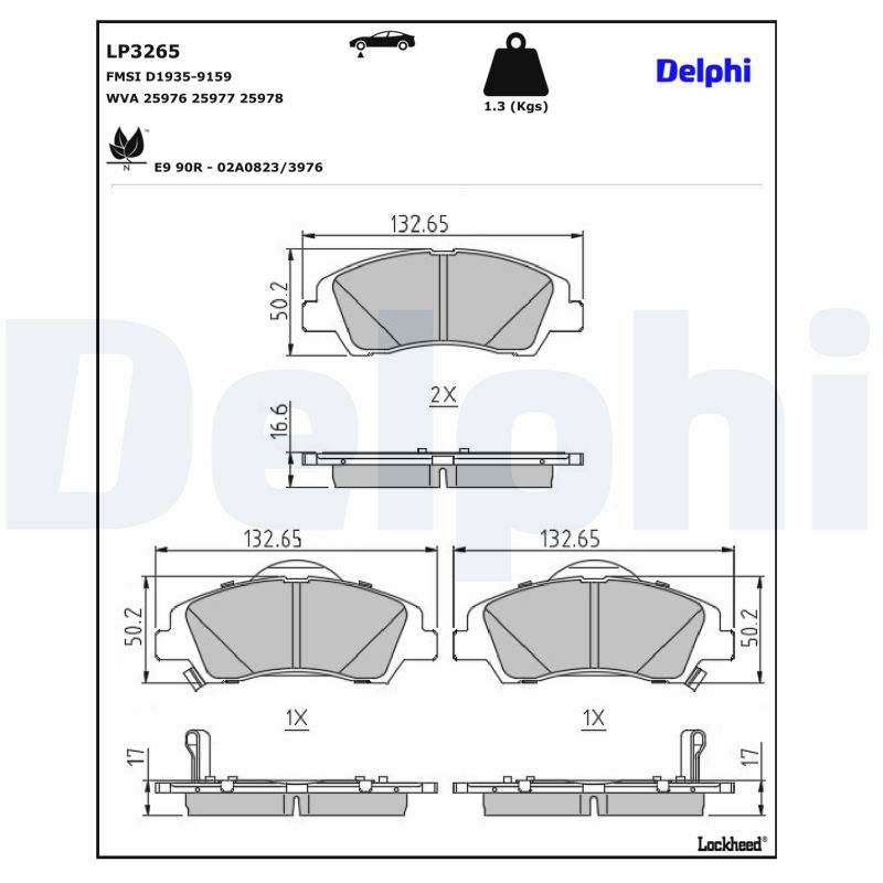 DELPHI DELLP3265 Fékbetét