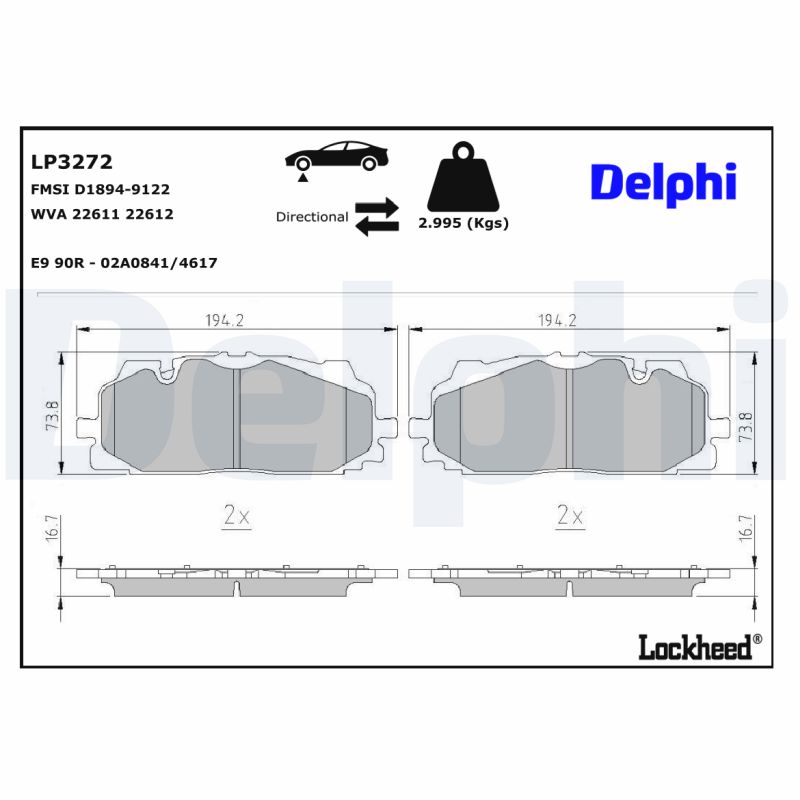 DELPHI DELLP3272 Fékbetét