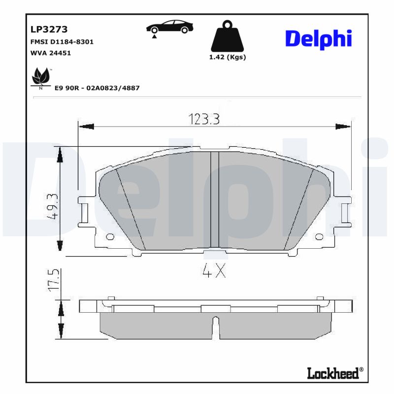 DELPHI DELLP3273 Fékbetét kézifékhez
