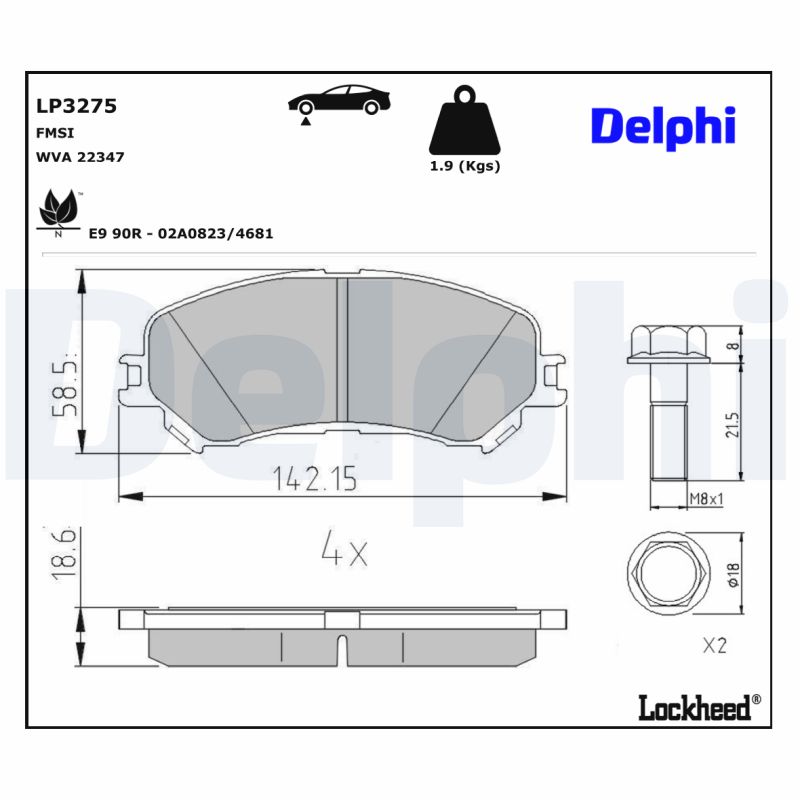 DELPHI DELLP3275 Fékbetét