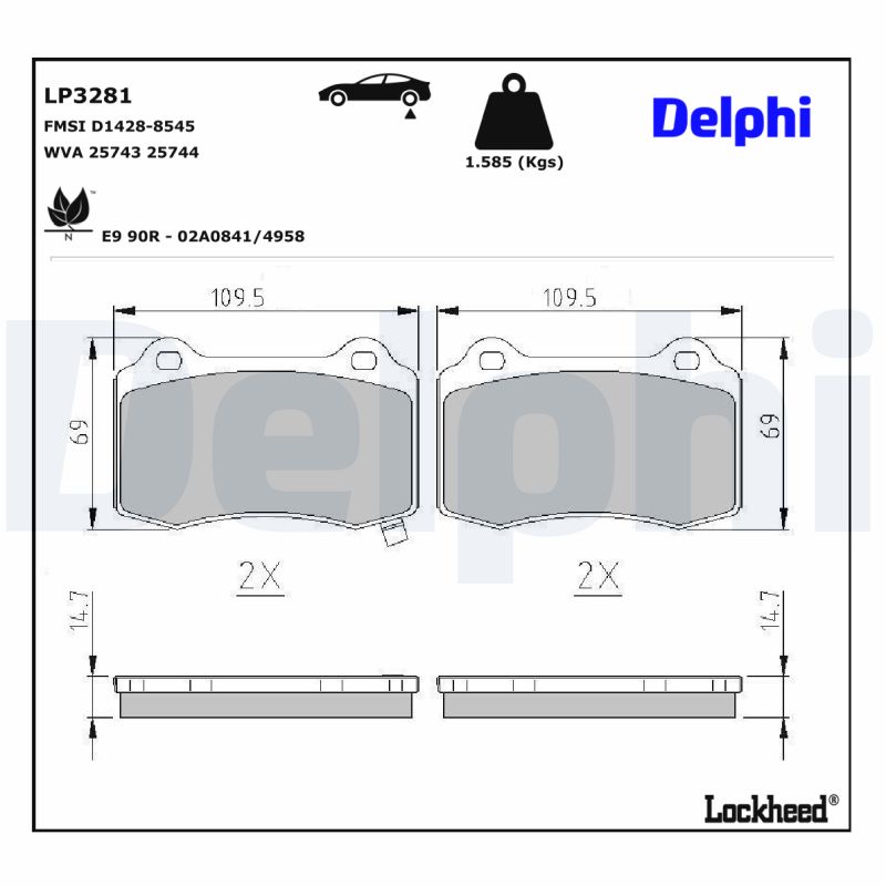 DELPHI DELLP3281 Fékbetét kézifékhez