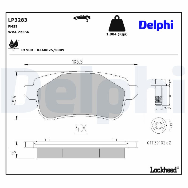 DELPHI DELLP3283 Fékbetét