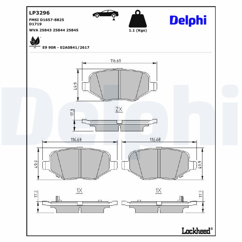 DELPHI DELLP3296 Fékbetét