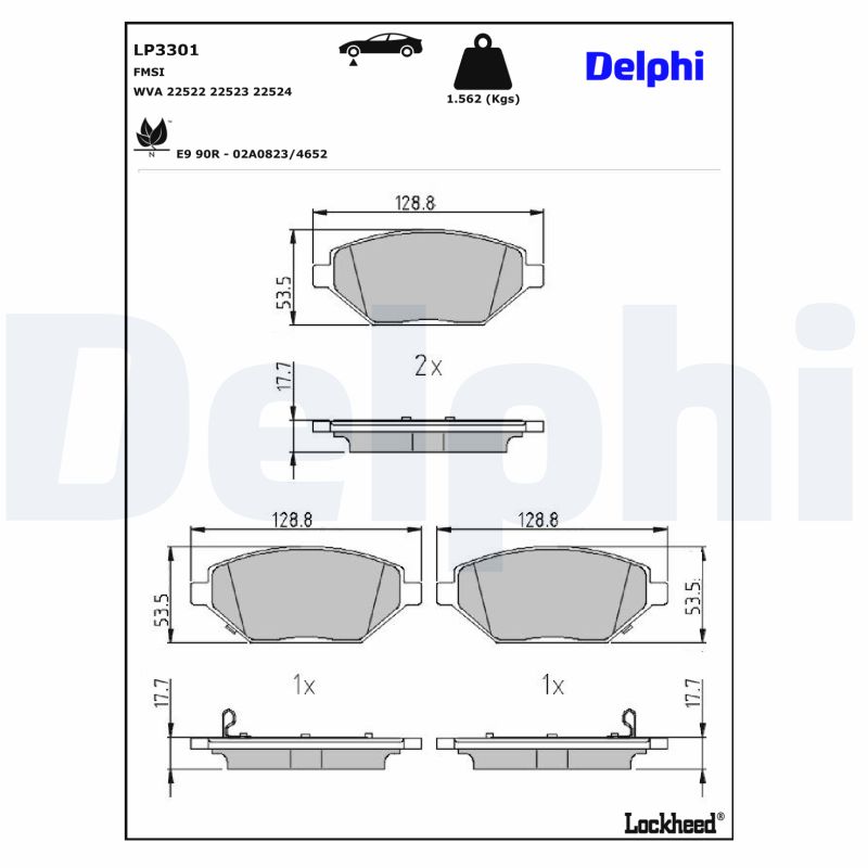 DELPHI DELLP3301 Fékbetét kézifékhez