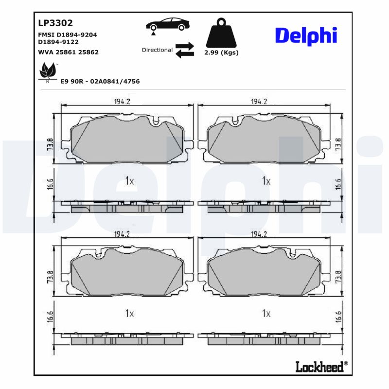 DELPHI DLP LP3302 1020202 FÉKBETÉT