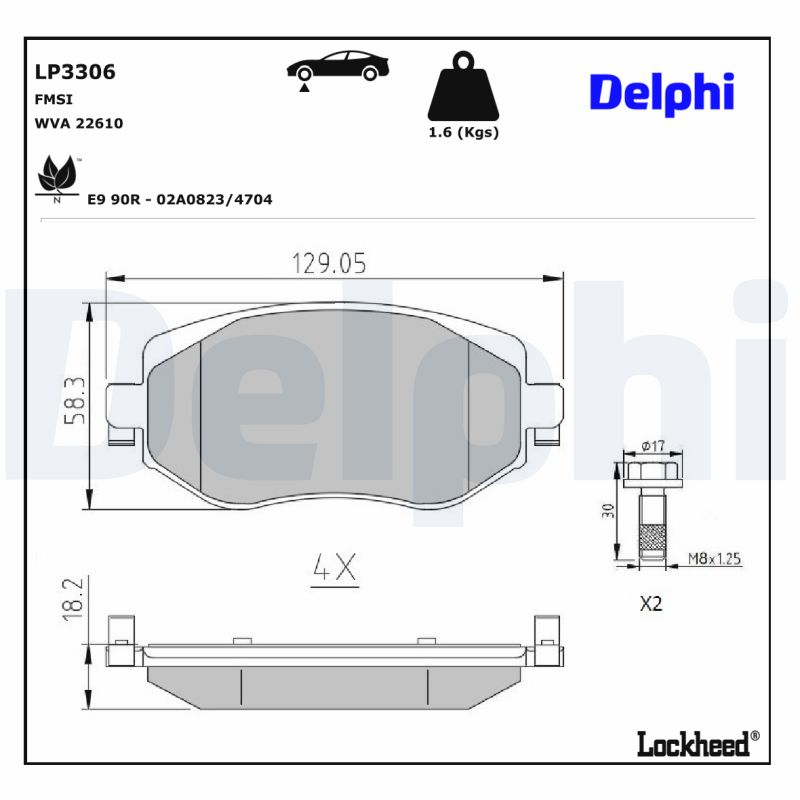 DELPHI DELLP3306 Fékbetét