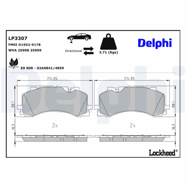 DELPHI LP3307 Fékbetét készlet, tárcsafék