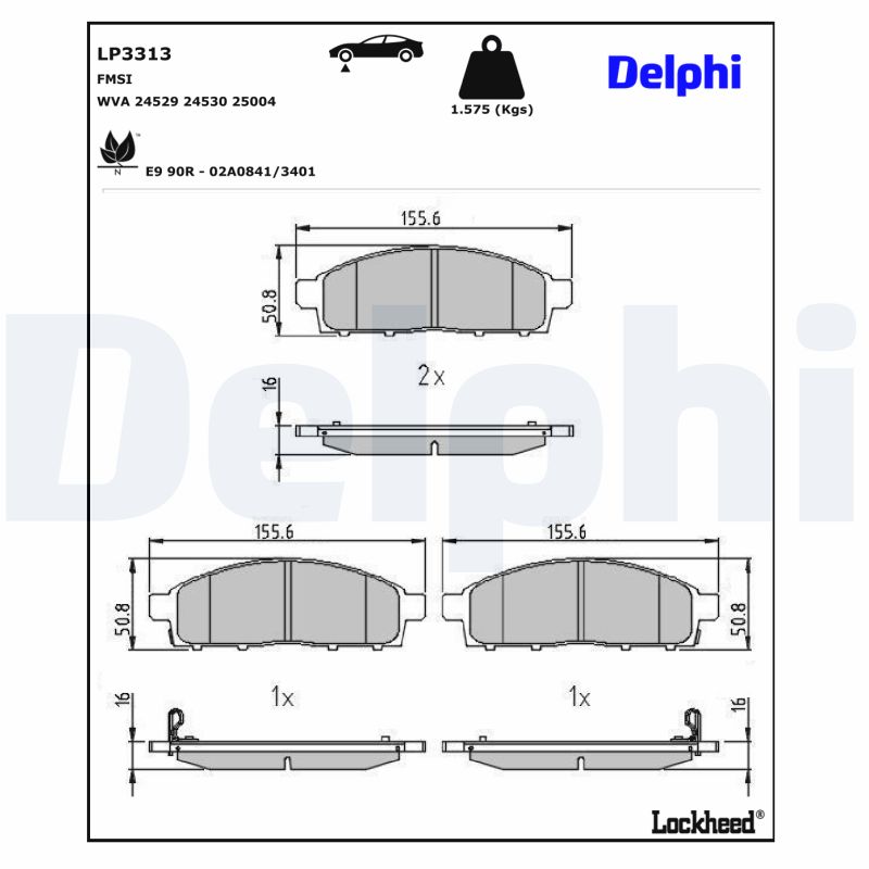DELPHI DELLP3313 Fékbetét
