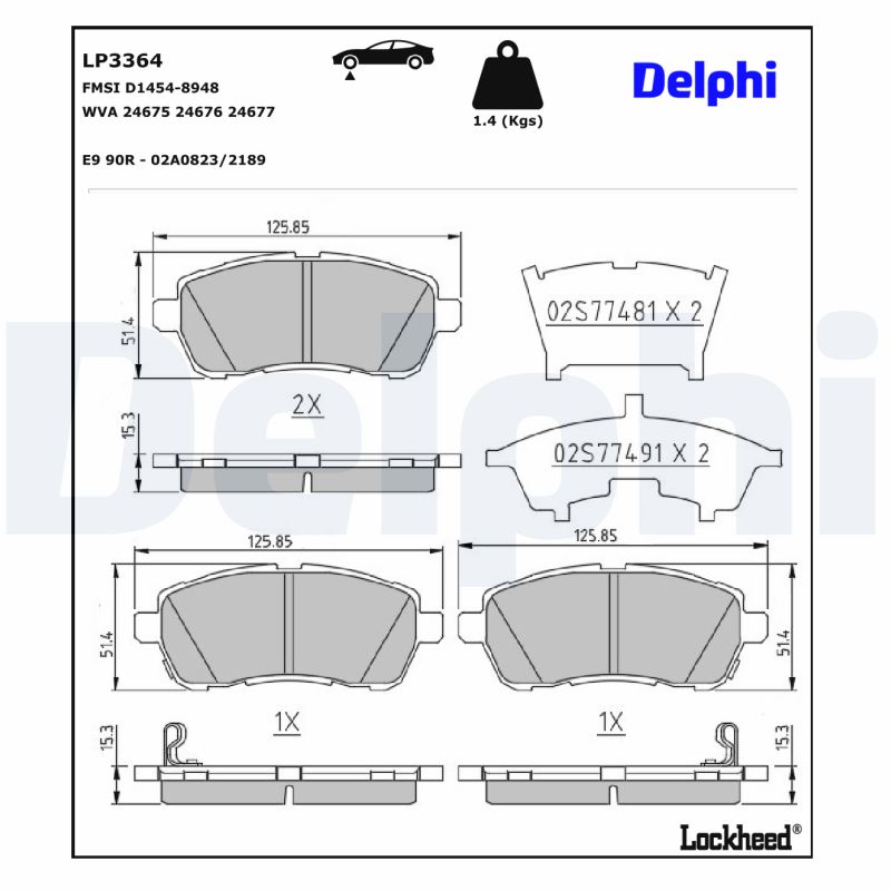 DELPHI DELLP3364 Fékbetét